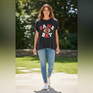 BiBi Black 'Game Day' T-Shirt with Red and White Accents ( Size Medium)